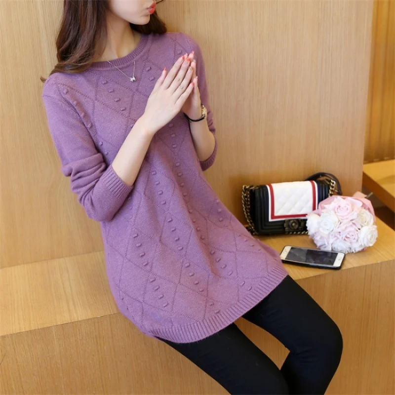 Early Spring Mid-Length Fashion Sweater Women's Korean-Style Long-Sleeved Pullover Loose Base Coat Knitwear Women's Clothing