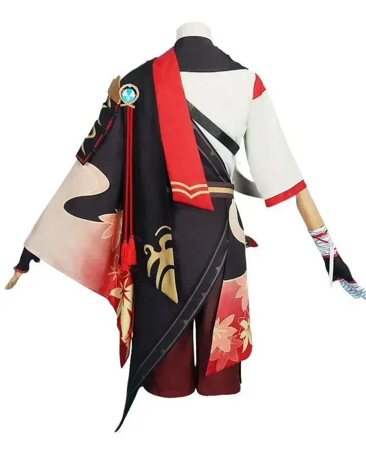 Genshin Impact Kaedehara Kazuha Косплей Костюм Хэллоуин Карнавальный костюм самурая парик