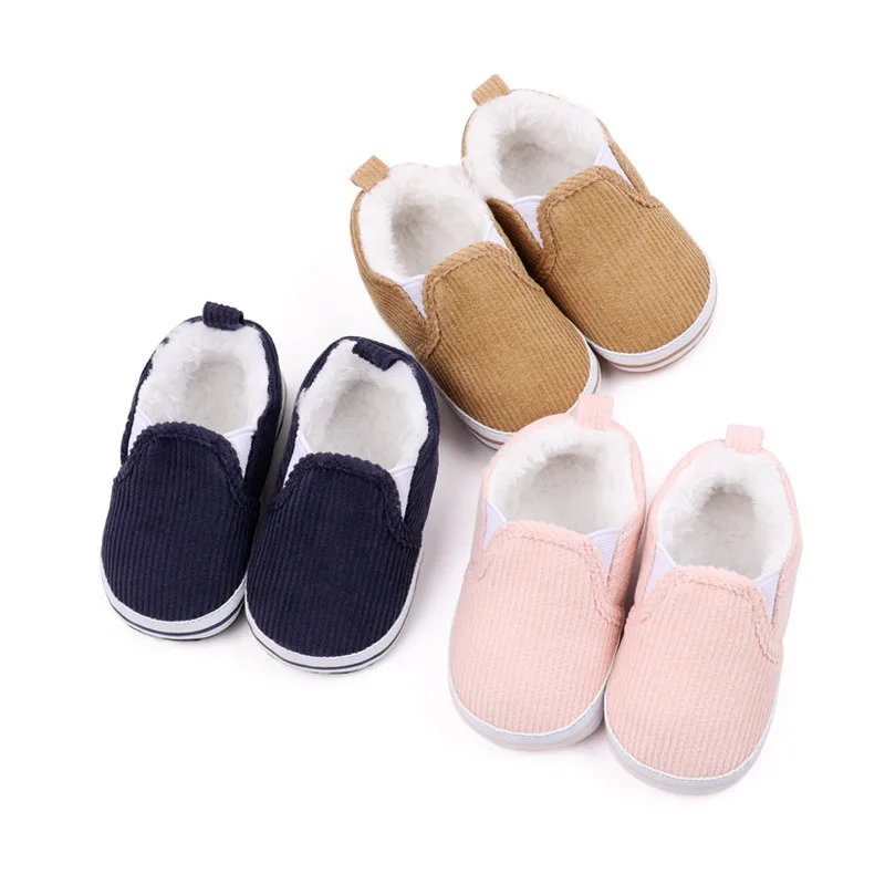 Флисовые теплые туфли для малышей 0-1 лет Мокасины детская обувь с одной педалью