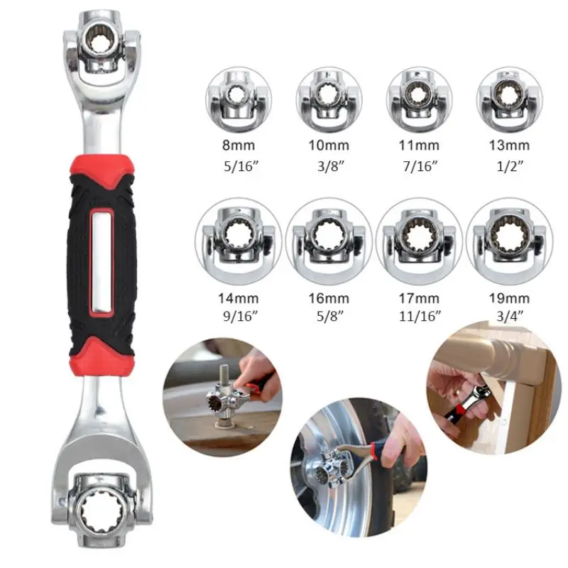 

8-In-1 360-Degree Rotating Multi-Function Socket Wrench Ratchet Movable Opening Plum Blossom Multi-Head Hexagon Wrench