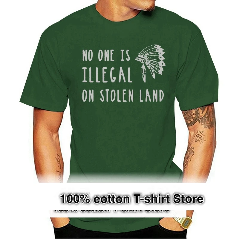 

Men Tshirt No One Is Illegal On Stolen Land Tri Blend T Shirt Women T-Shirt Tees Top