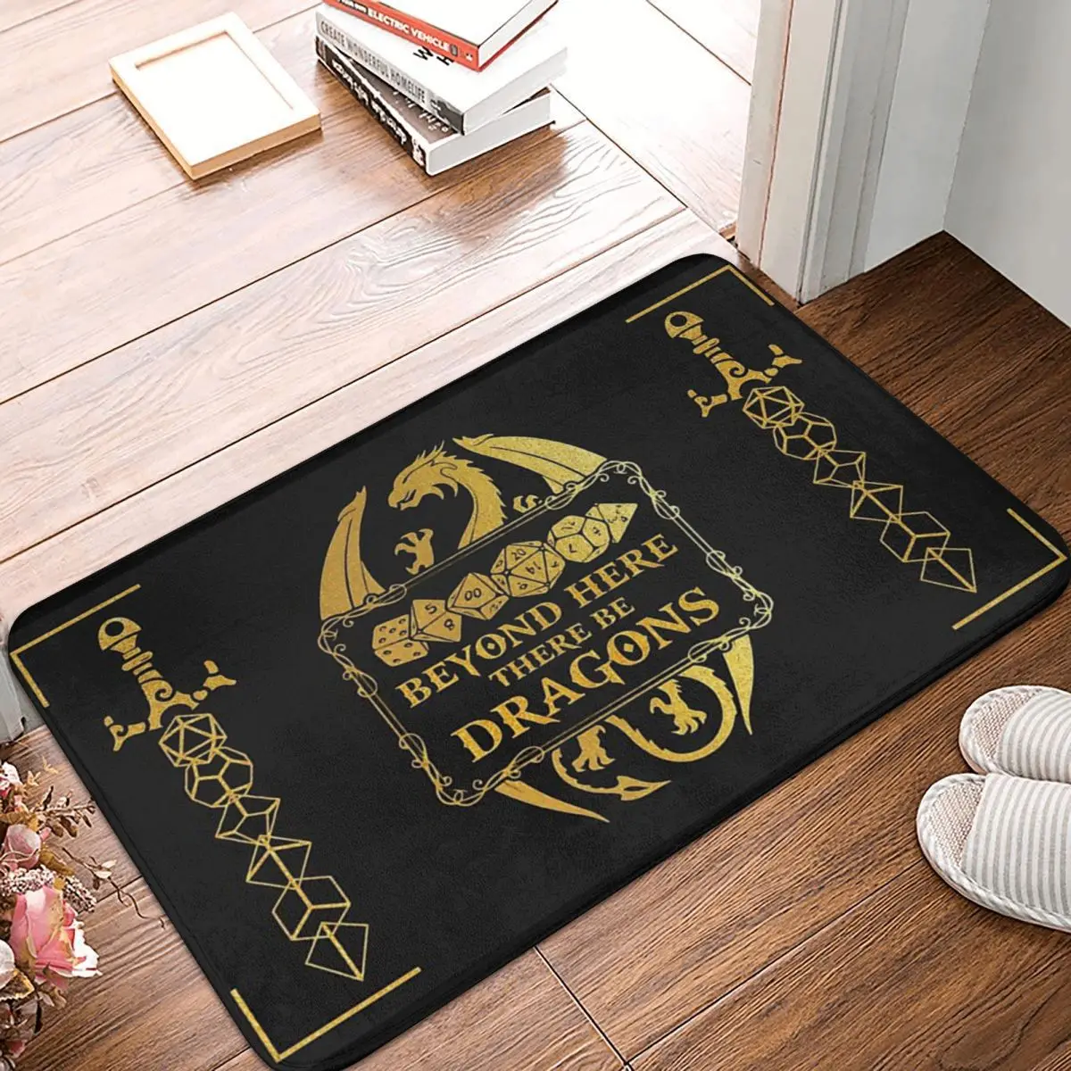 

Beyond Here There Be Dragons Anti-Slip Doormat Living Room MatDnd Game Hallway Carpet Entrance Door Rug Bedroom Decorative