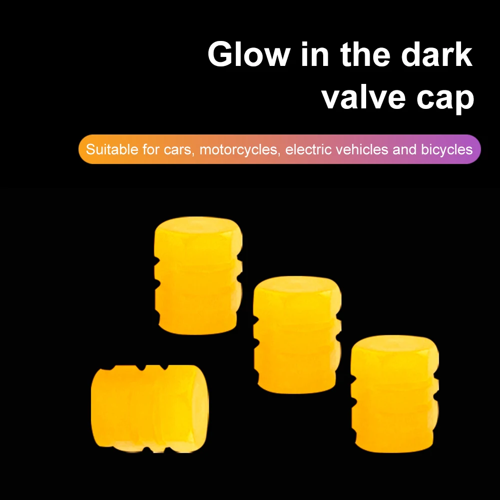 

Колпачки для стержней клапана колеса 4 шт., универсальные колпачки для клапанов шин, декоративные ночные светящиеся стайлинги для автомобилей, мотоциклов, велосипедов