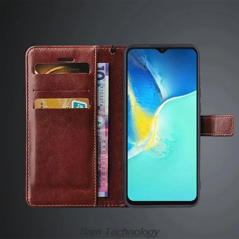 Кожаный флип-чехол для телефона Vivo Y15s Y15a Y15c 2021