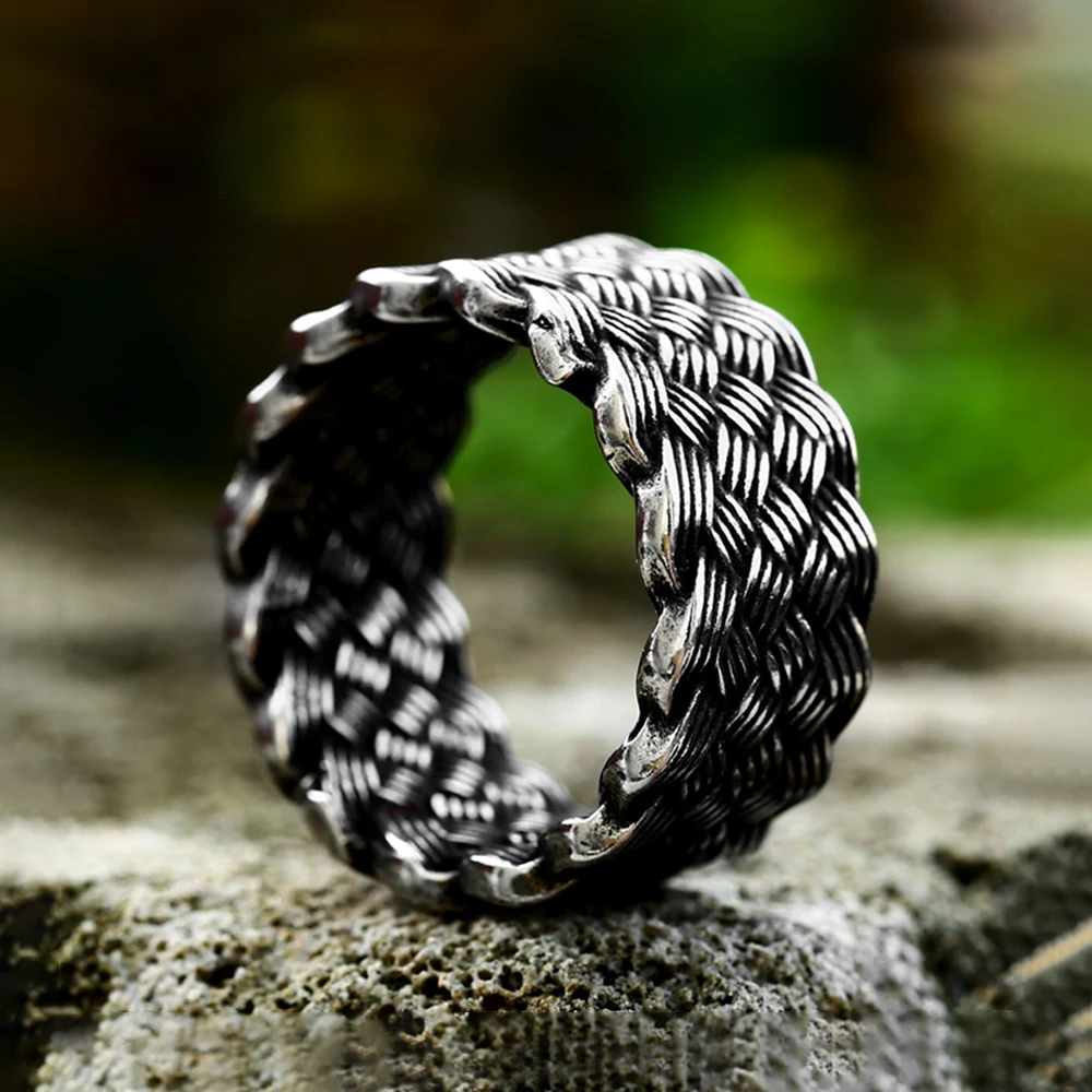 

New Design Fashion Retro Braided Ring Punk Hip Hop Men Women Simple Ring Locomotive Amulet Creative Jewelry Gift Wholesale