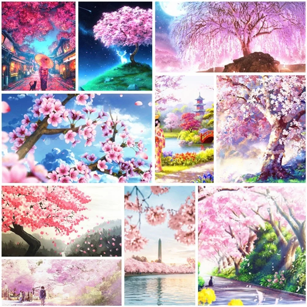 

Cherry Tree Landscape Paint By Number Personalized Stickers & Posters Arts And Crafts For Adults Wall Art Gift For Wife 2023 NEW