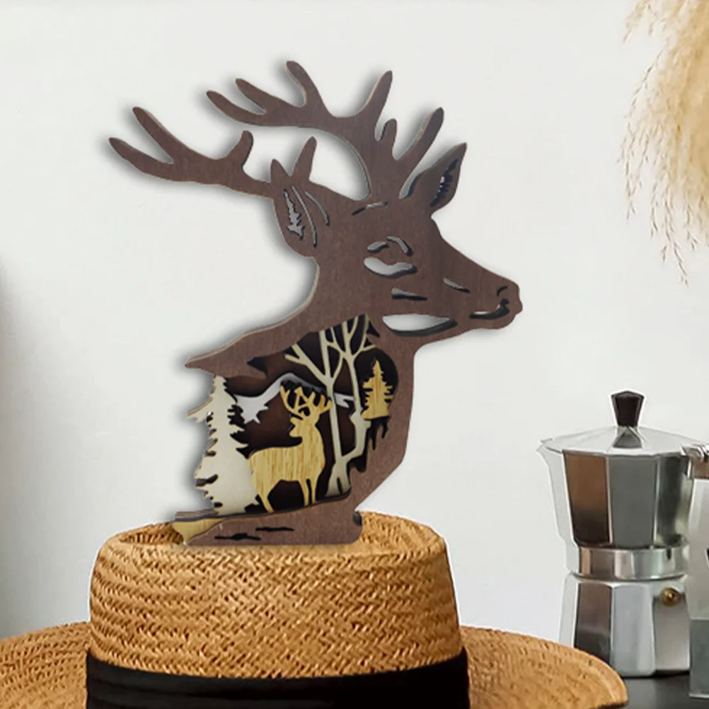 

Accessories Desk Top Decor Desktop Deer Head Decoration Elk Statue Party Adornment Home