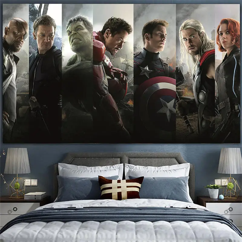 

Marvel Avengers Tapestry Living Room Bedroom Office Dining Room Decoration Hanging Cloth Wall Hanging Home Background Painting