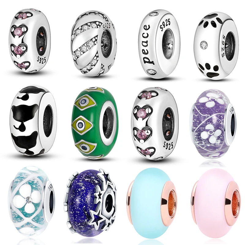 

Genuine 925 Sterling Silver Cute Pet Spacer Beads Fit Original pandora Bracelet&Bangle For Women Birthday Fashion Jewelr