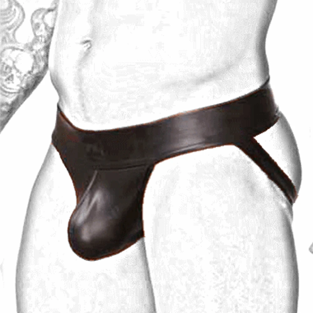 

Men Faxu Leather G-string Thongs Man Sexy Open Butt Underwear Jock Strap Briefs Male Sexy Backless Underpants Shiny Panties