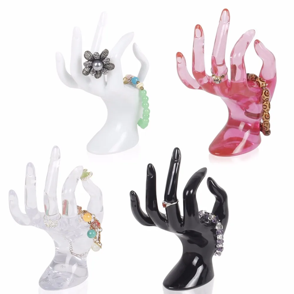 

New Mannequin Ok Hand Finger Glove Ring Bracelet Bangle Jewelry Display Stand Holder Hot Selling Black/White/Pink/Transparent