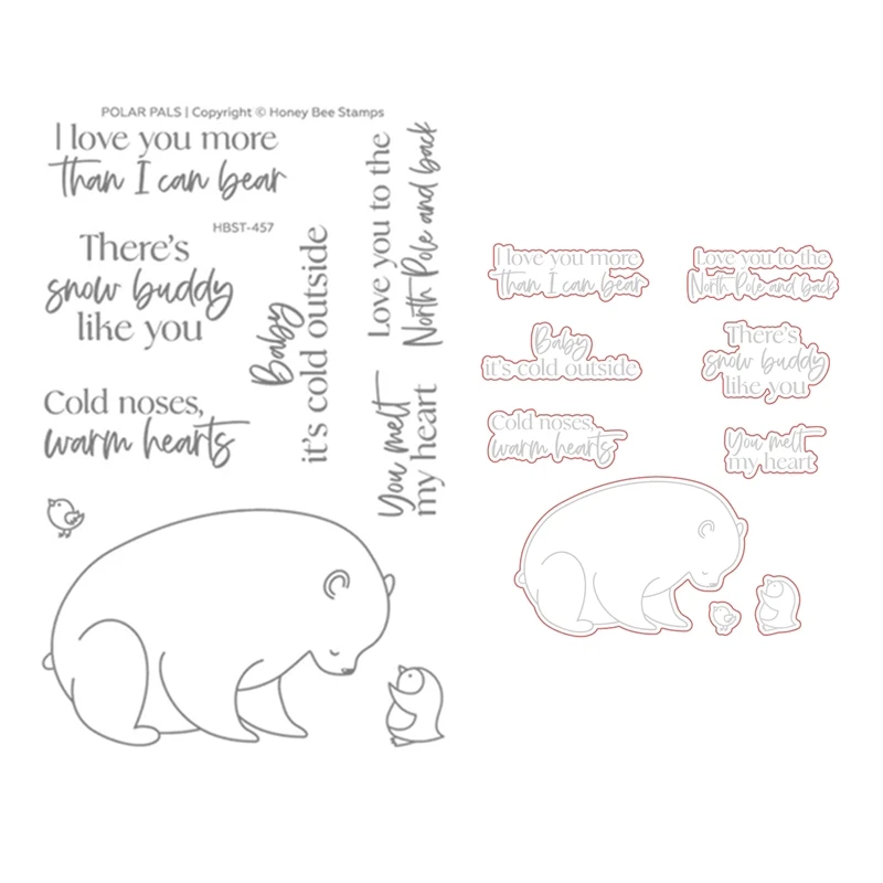 

HonB Christmas Polar Pals Clear Stamps Cutting Dies for New October 2022 Scrapbooking Paper Making Bee Frame Craft Card