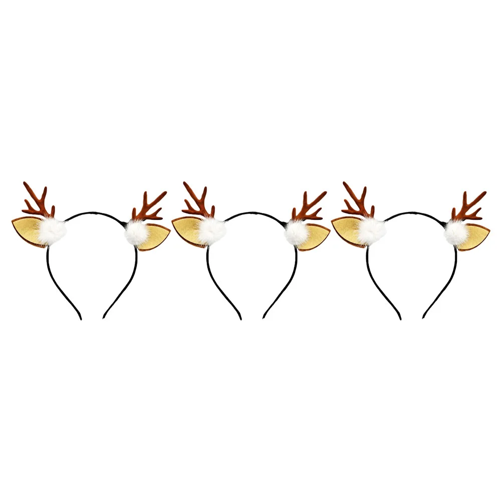

3Pcs Christmas Exquisite Adorable Hair Hoops Reindeer Antler Holidy Party Bands