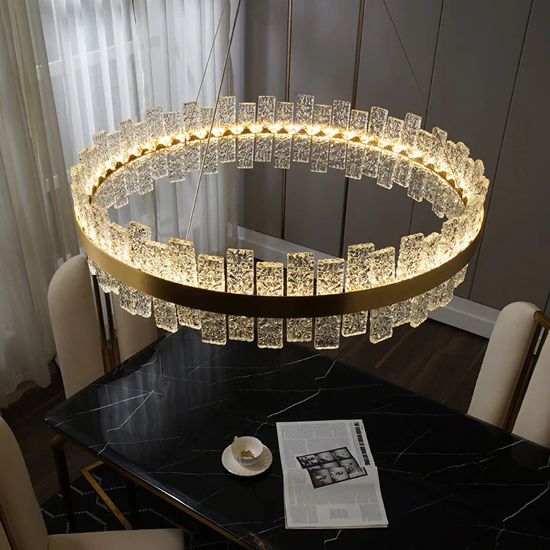 

LED Modern Frosted Glass Crystal Chandelier Restaurant Pendant Lamp for Living Dining Room Bedroom Home Decor Hanging Lighting