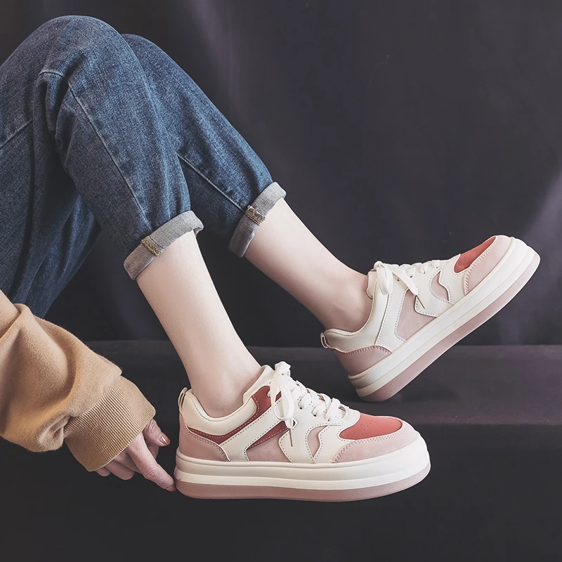 

Новое поступление 2022, женские весенние кроссовки SYNXDN, розовые кроссовки для скейта, обувь для девочек с вулканизированной подошвой, женская...