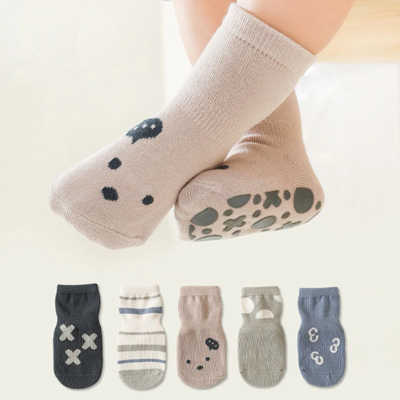 

1Pair 0-5Yrs 2022 Cute Cotton Boys Little Baby Girl Clothes Newborn Infant Toddler Kids Children Anti-slip Grip Non Slip Socks