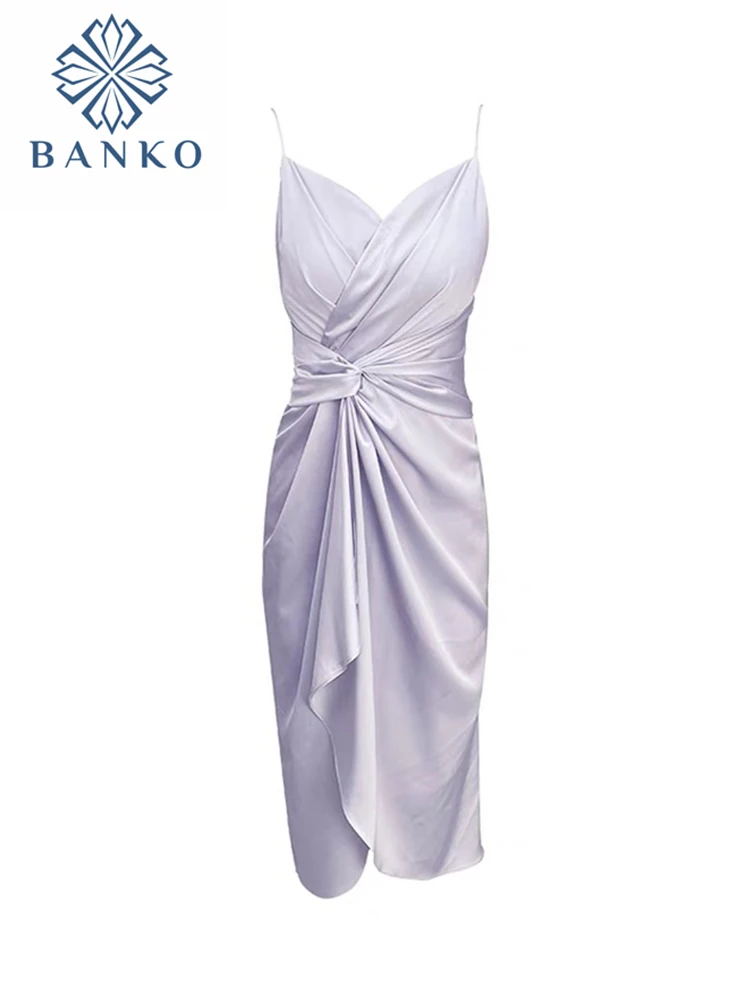 

Spaghetti Strap Backless Summer Dresses Women Sexy V-neck Satin Irregular Long Dress Elegant Bodycon Party Vestidos Ladies 2022