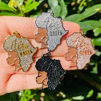 5pcs africa map afro queen charms for women bracelet necklace making black girl pendants gold plated handcraft jewelry accessory
