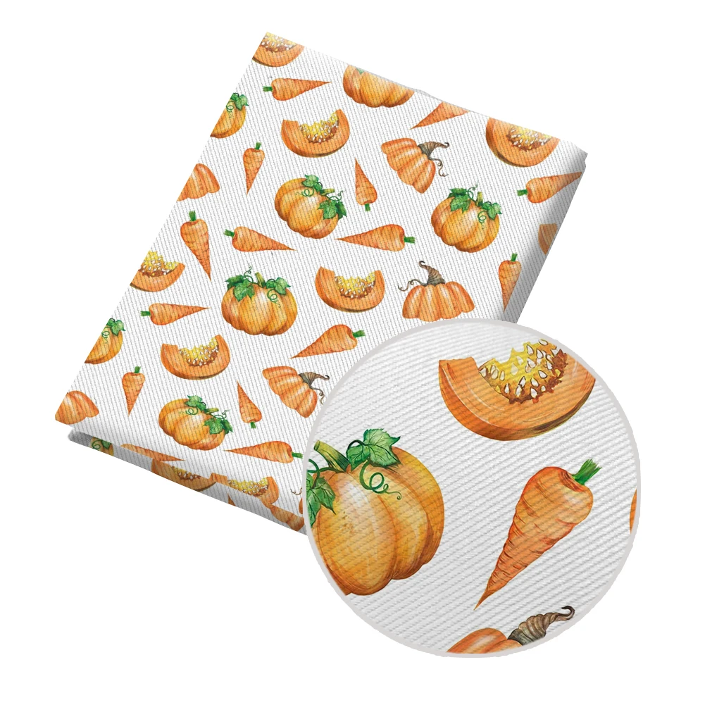 

50*145cm Cute Thanksgiving Pumpkin Pattern Printed Twill Polyester Cotton Fabric for DIY Home Tex Bags Handmade Materials