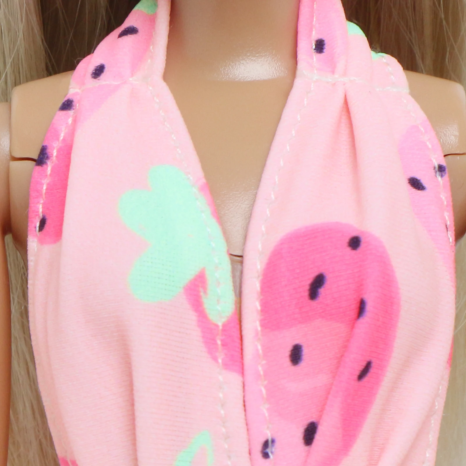 Модный милый 1x розовый купальник бикини с клубникой и лямкой на шее летний