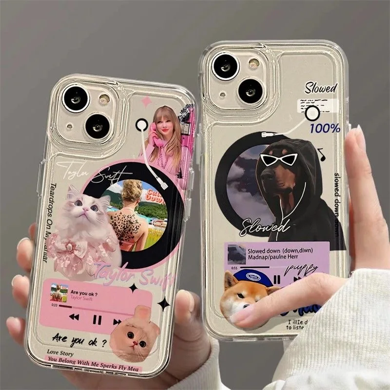 Record-Swift Singer T-Taylor-Clear Space Phone Case For Samsung S20 S21 S22 S23 S24 S25 Fe Plus Ultra Note10 4G 5G Transparent