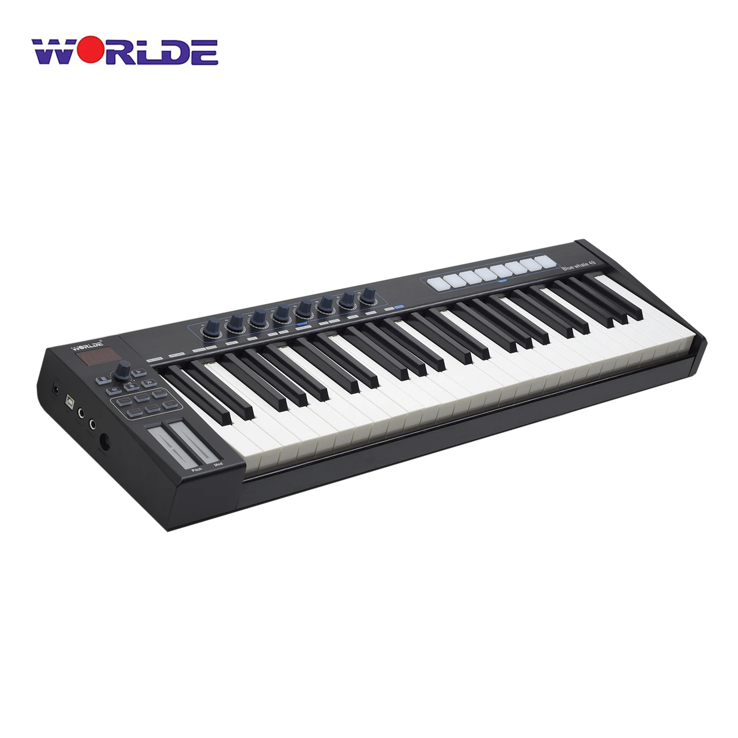 Портативный USB MIDI-контроллер WORLDE Blue КИТ 49 с клавиатурой полуутяжеленными