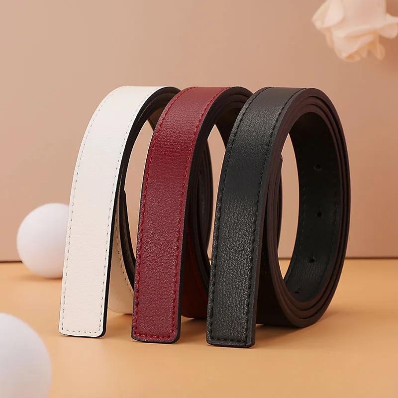 Cowhide Belt Strap 2.4cm Round Hole Belt No Buckle Genuine Leather Belts High Quality Without Buckle