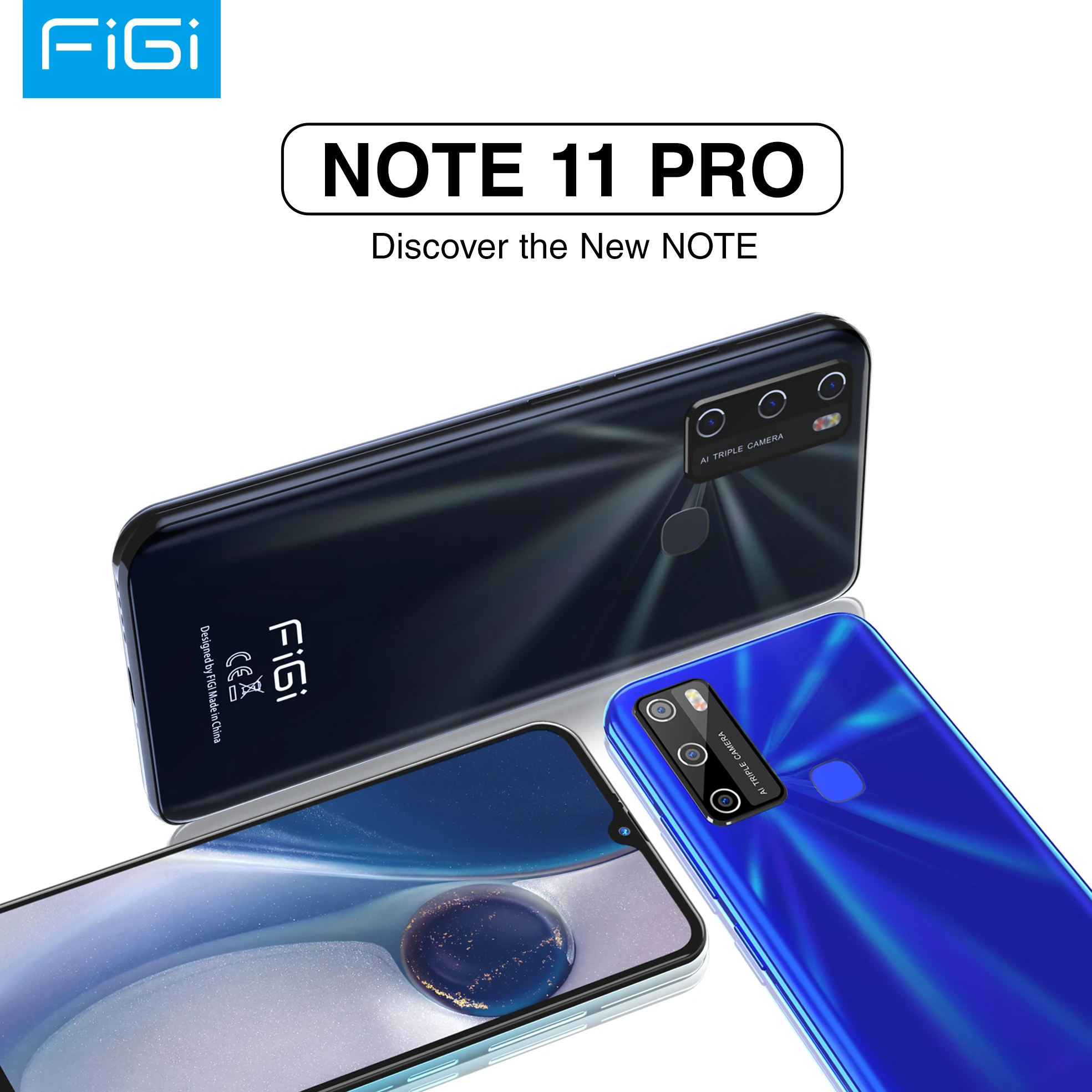 FIGI Note 11 Pro Android 11 Quad Core Smartphone 4GB 64GB 6.52 Inch Mobile Phone MTK6762  5200mAh Cellphones 13MP Triple Cameras