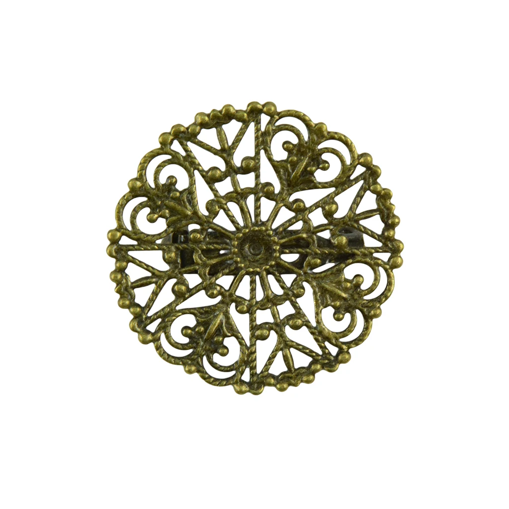 

10x Filigree Flower Blank Brooch Setting Lapel Pin Safety Pins Base Bronze