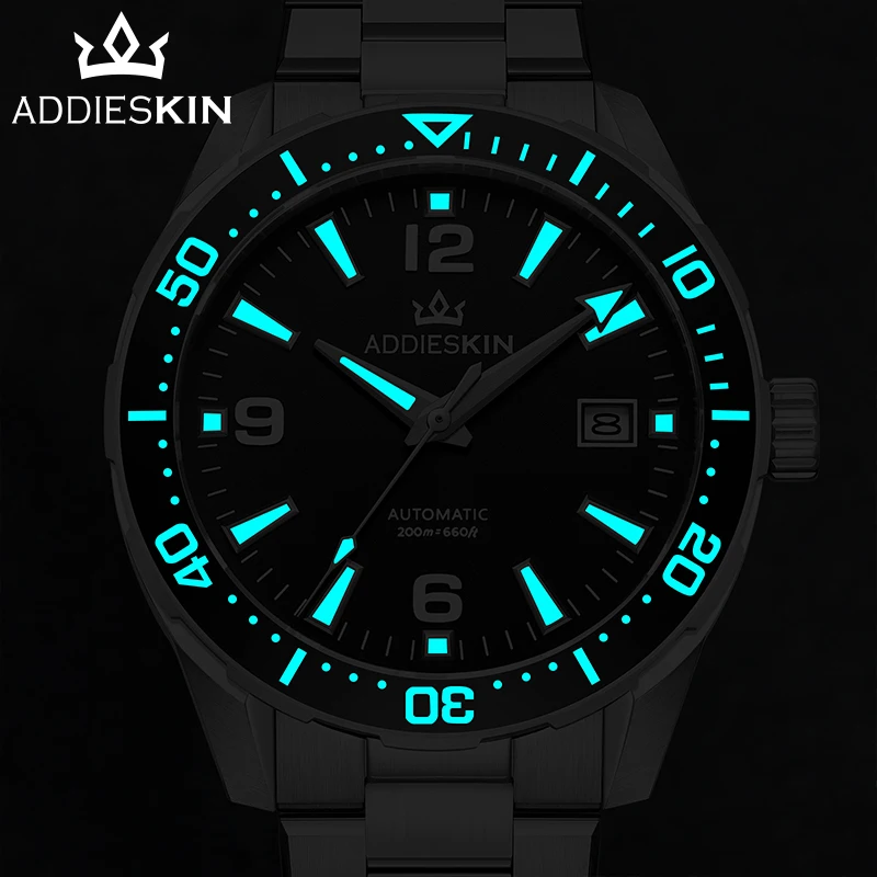 ADDIESKIN K009 Автоматические часы с керамическим безелем Miyota 9015, водонепроницаемые до 200 м, с люминесцентным покрытием BGW9, мужские роскошные механические часы, подарок (art.: 3920daa199ee5) - 3920daa199ee5