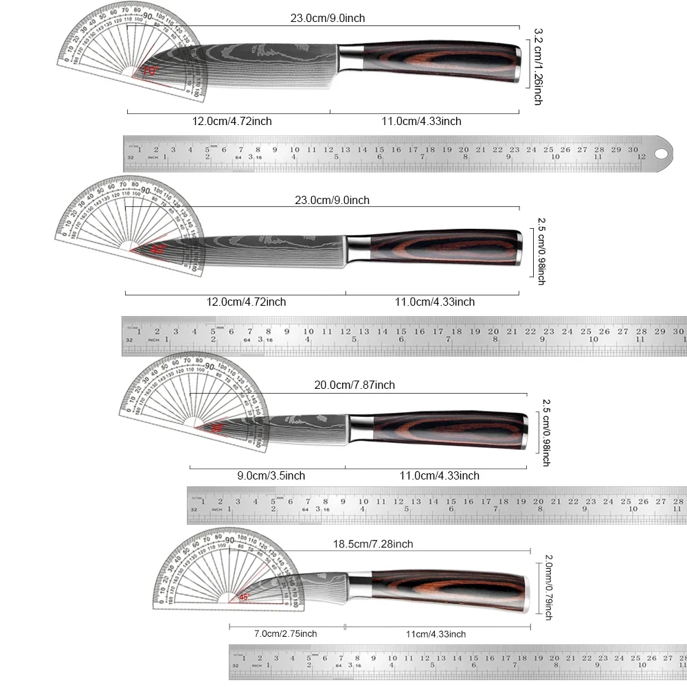 Набор ножей для фруктов из нержавеющей стали изогнутый кухонный резец с лазерным