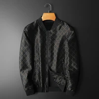 brand plaid print bomber jackets men 2021 autumn business casual jacket slim street coats fashion windbreaker tops male clothing
