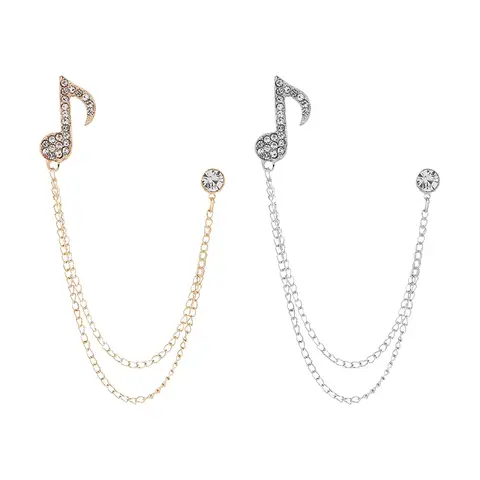 Брошь с музыкальной нотой, брошь-цепочка с кисточками, простая металлическая элегантная брошь для костюма