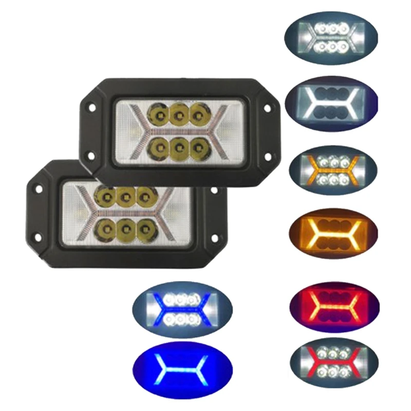 Work Lights Rectangular With Daytime Running Front Bar LED Spotlights Fog Signal Auto
