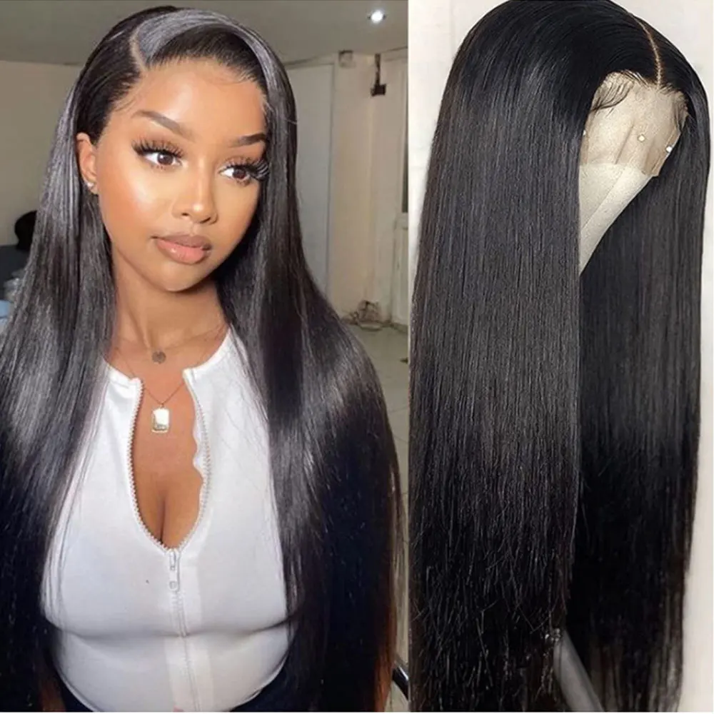 QT Lace Frontal Wig 13x4 Lace Front Wig Human Hair 30Inch Bone Straight Transparent Lace Human Hair Wigs Lace 4x4 Closure Wig