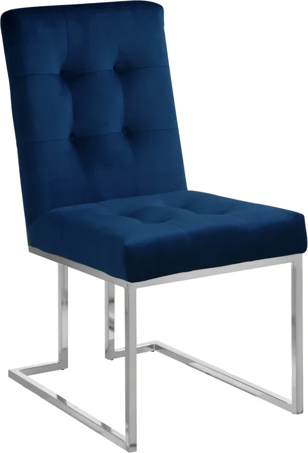 Italy blue velvet banquet wedding dining chair silver chrome leg Single Room furniture kitchen solid Chair