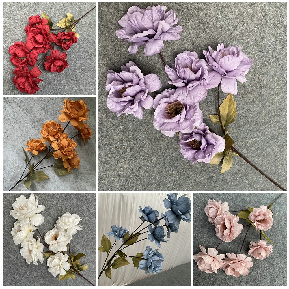 Фон для фотосъемки с 6 розовыми цветами букет из шелка искусственные пионы цветы