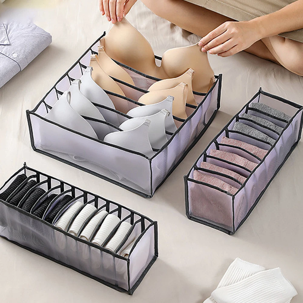 

Clothes Organizer Drawer Storage Box Grid Storage Box For Underwear Sock Bras With Compartment Mesh Separation Box Home Organize