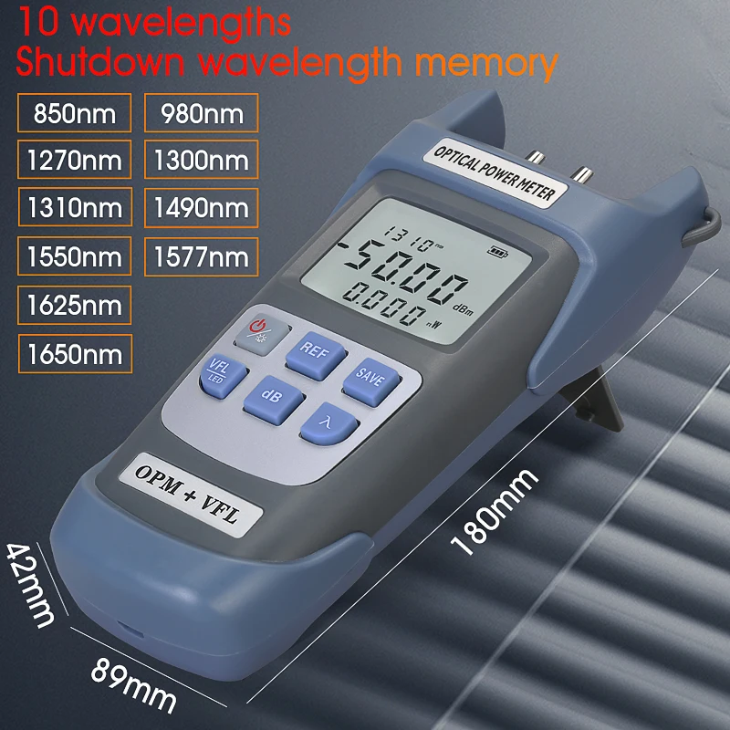 AUA-G510B Optical Power Meter+ Visual Fault Locator FTTH Optical Fiber Cable Tester(-50~+26dBm) OPM+VFL(1/10/15/20/30/50mw)