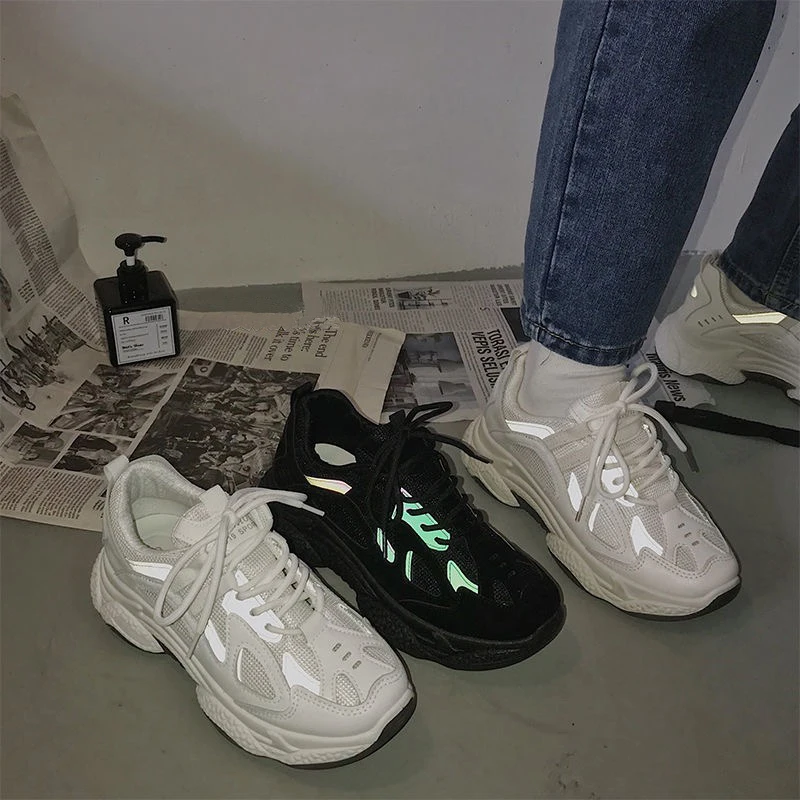 

Женские кроссовки на платформе, повседневные сетчатые кроссовки на плоской вулканизированной подошве