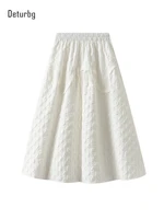 womens vintage court style stereoscopic plaid skirt female high waist jacquard black white a line swing skirts 2022 spring k35
