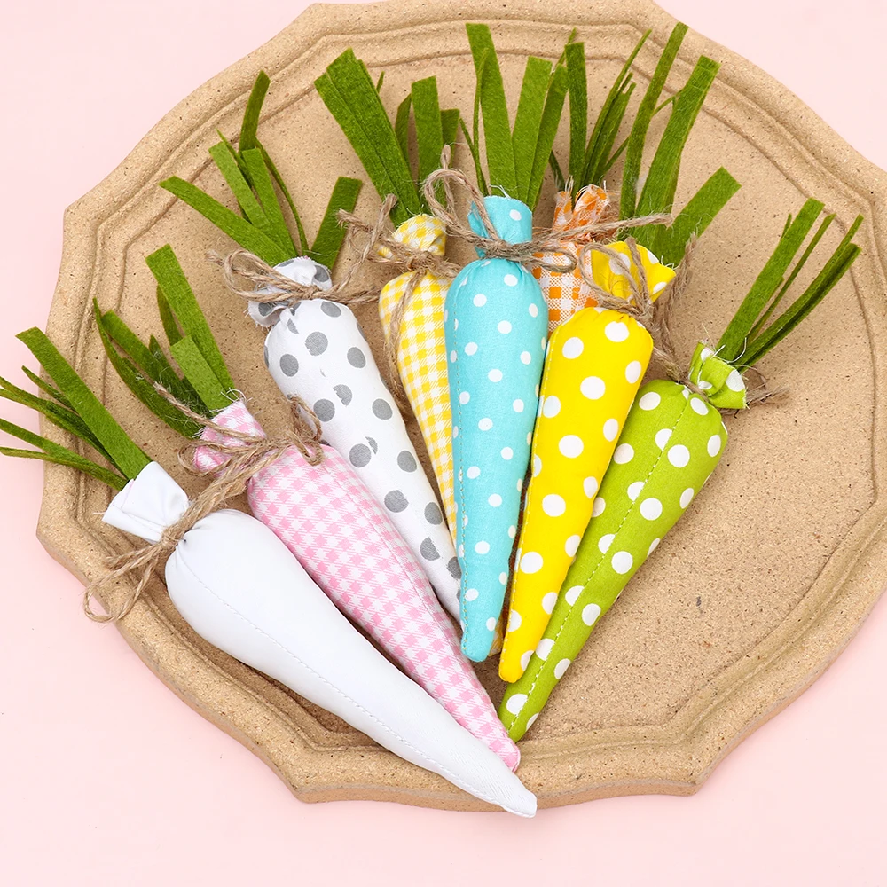 

5PCS Fabric Easter Carrots Ornaments for Easter Home Decor Hanging Adornment Pendant Kids DIY Crafts Gifts Easter Party Supplies