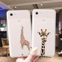 cute animal giraffe clear phone case for google pixel 6 6pro 2 2xl 3 3xl 3a 3axl 4 4a 4xl 5 5a 5g case soft tpu back cover coque