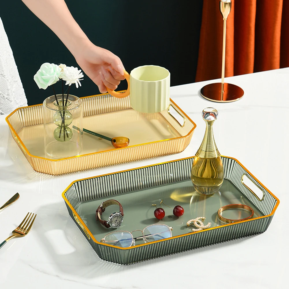 

Transparent Phnom Penh Tray Rectangle Tea Set Cup Sundries Serving Tray With Handle Practical Serving Trays Kitchen Accessories