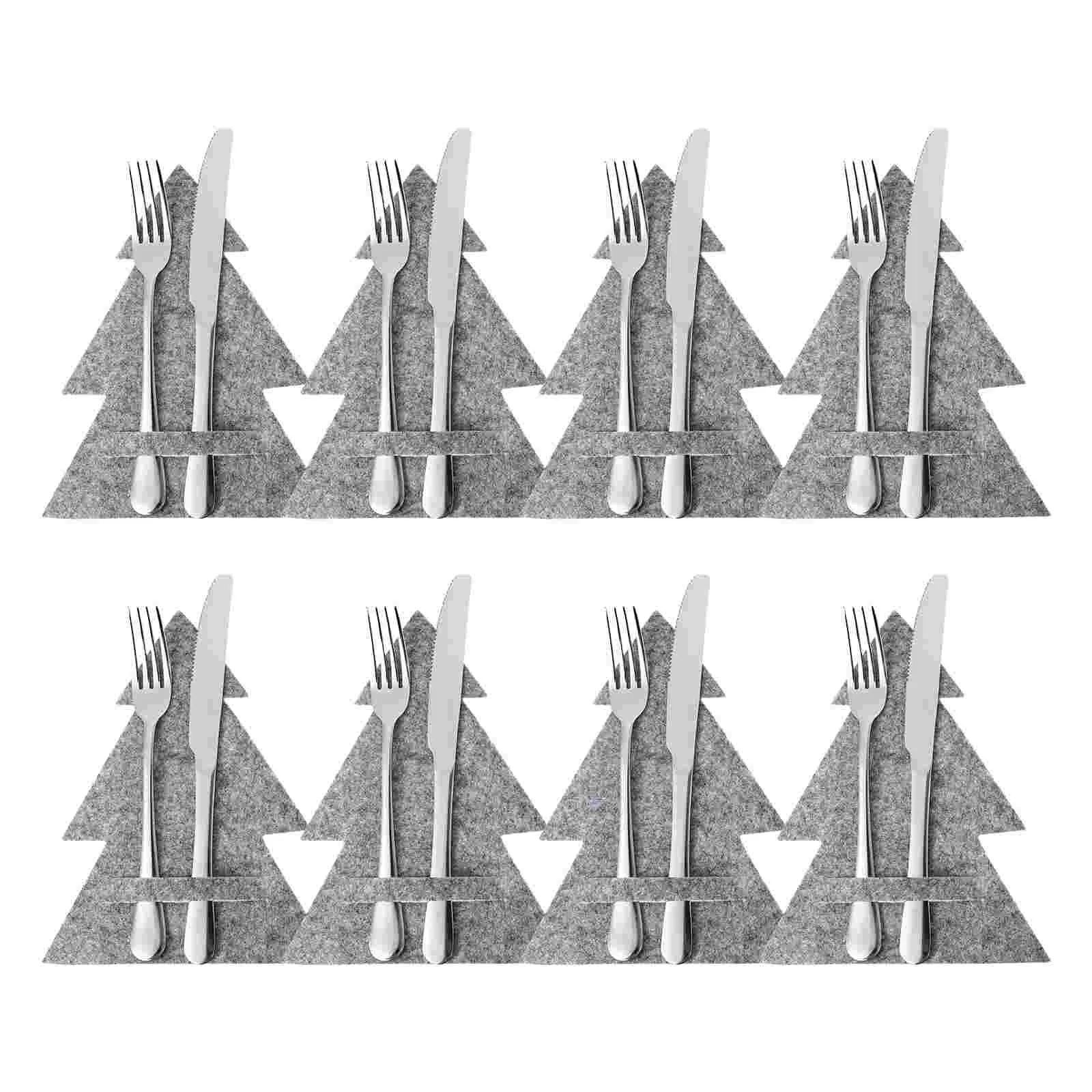 

8Pcs Decorative Cutlery Pocket Table Cutter Fork Cover Christmas Supply Grey