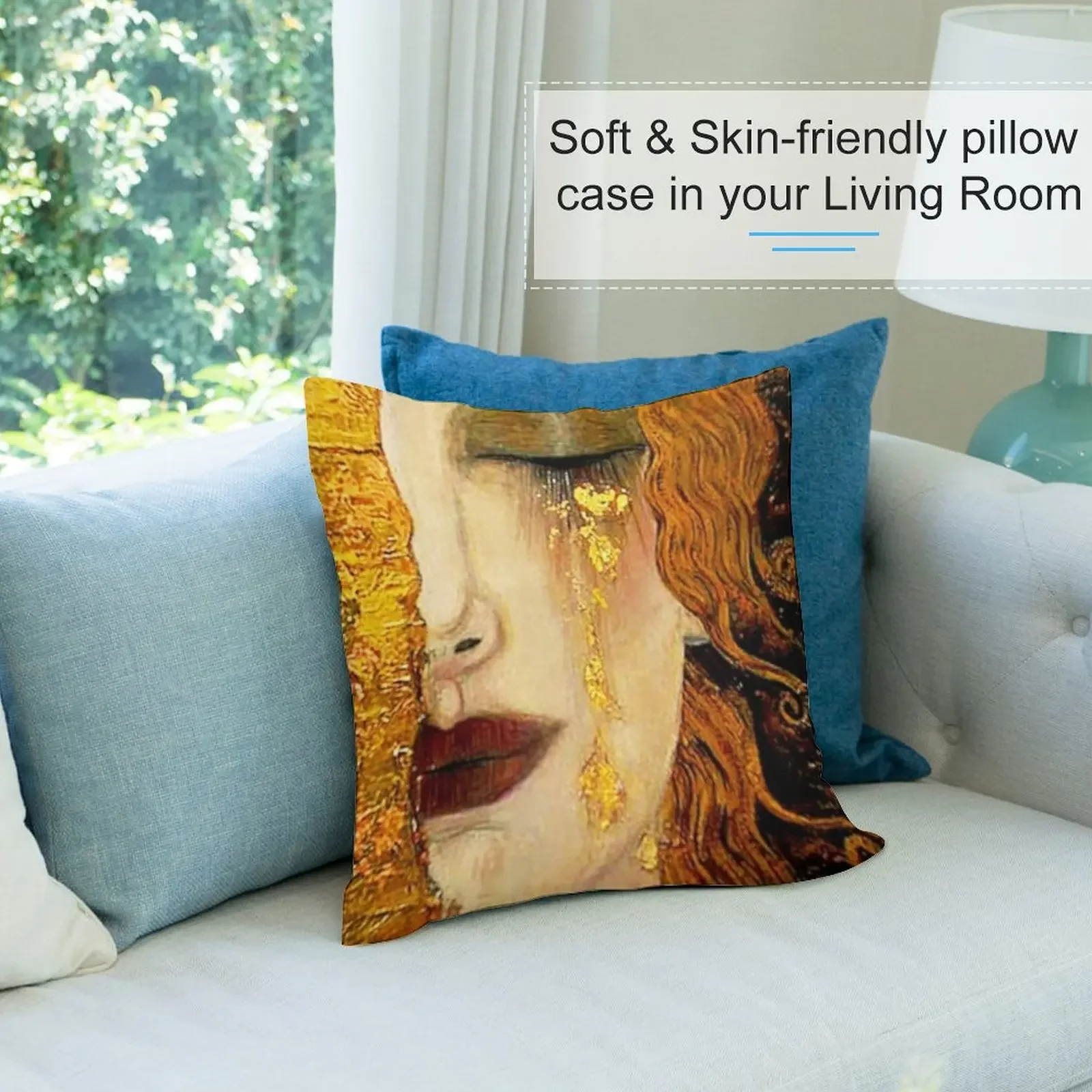 Декоративная подушка с принтом &quotСлёзы Густава Климта Фрейя&quot