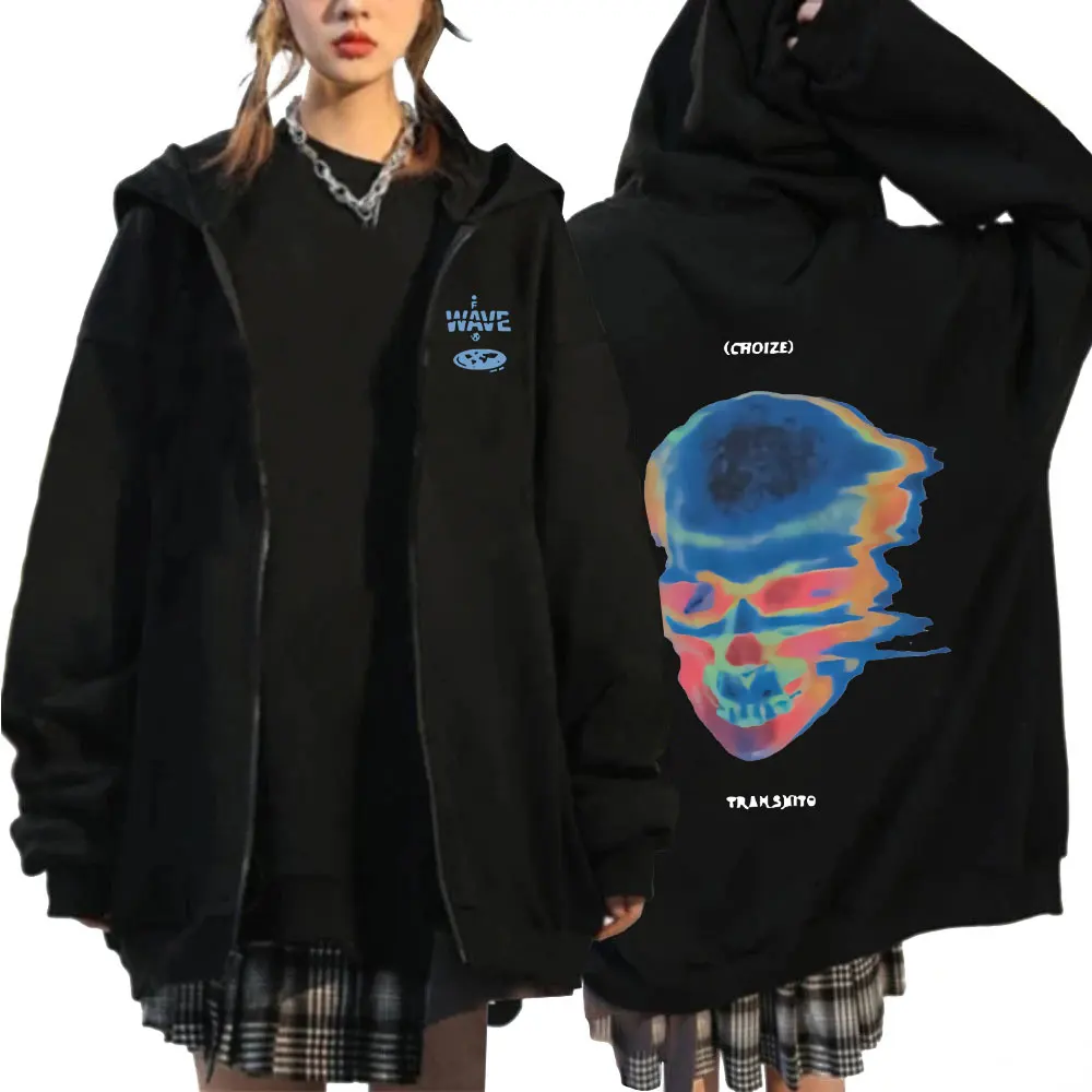 

Creativity Design Skeleton Graphic Print Zipper Hoodies Men's Women's Oversized Casual Cardigan Sweatshirt Streetwear Outerwear