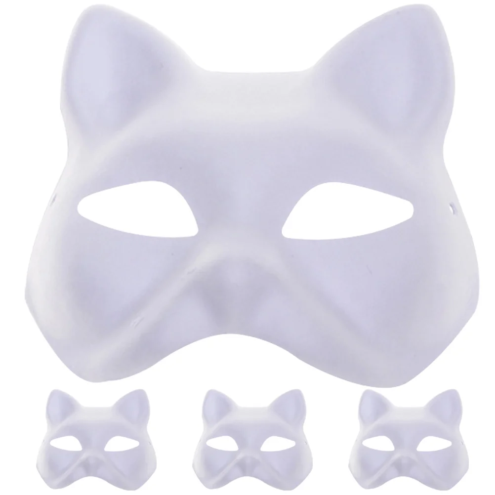 

4 Pcs Hand Painted Pulp Masks DIY Party Masquerade Women Accessories Halloween Blank Paper Half Mascaras