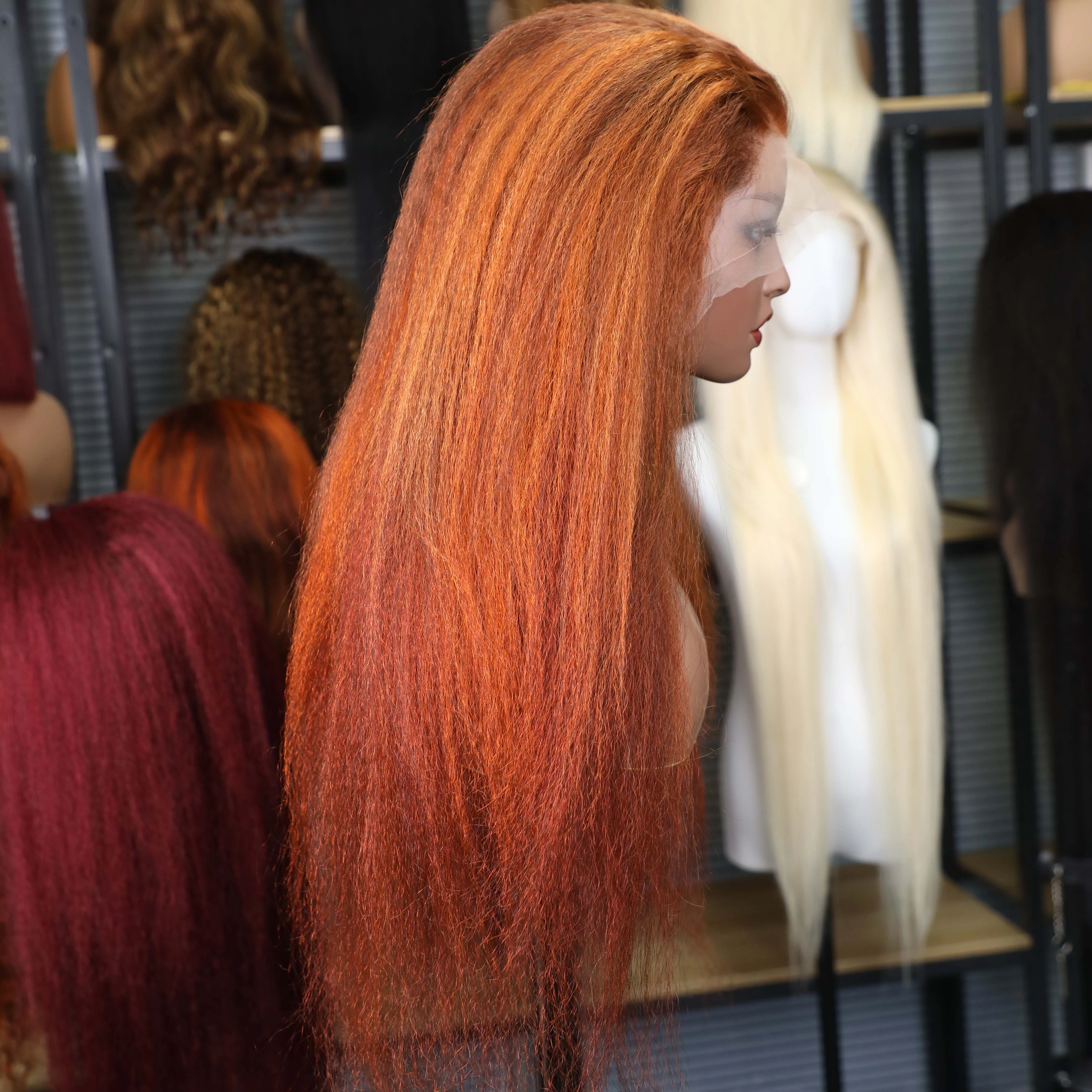 Хайлайтер 4/350 коричневый имбирный оранжевый цвет 13x6 курчавые прямые бразильские