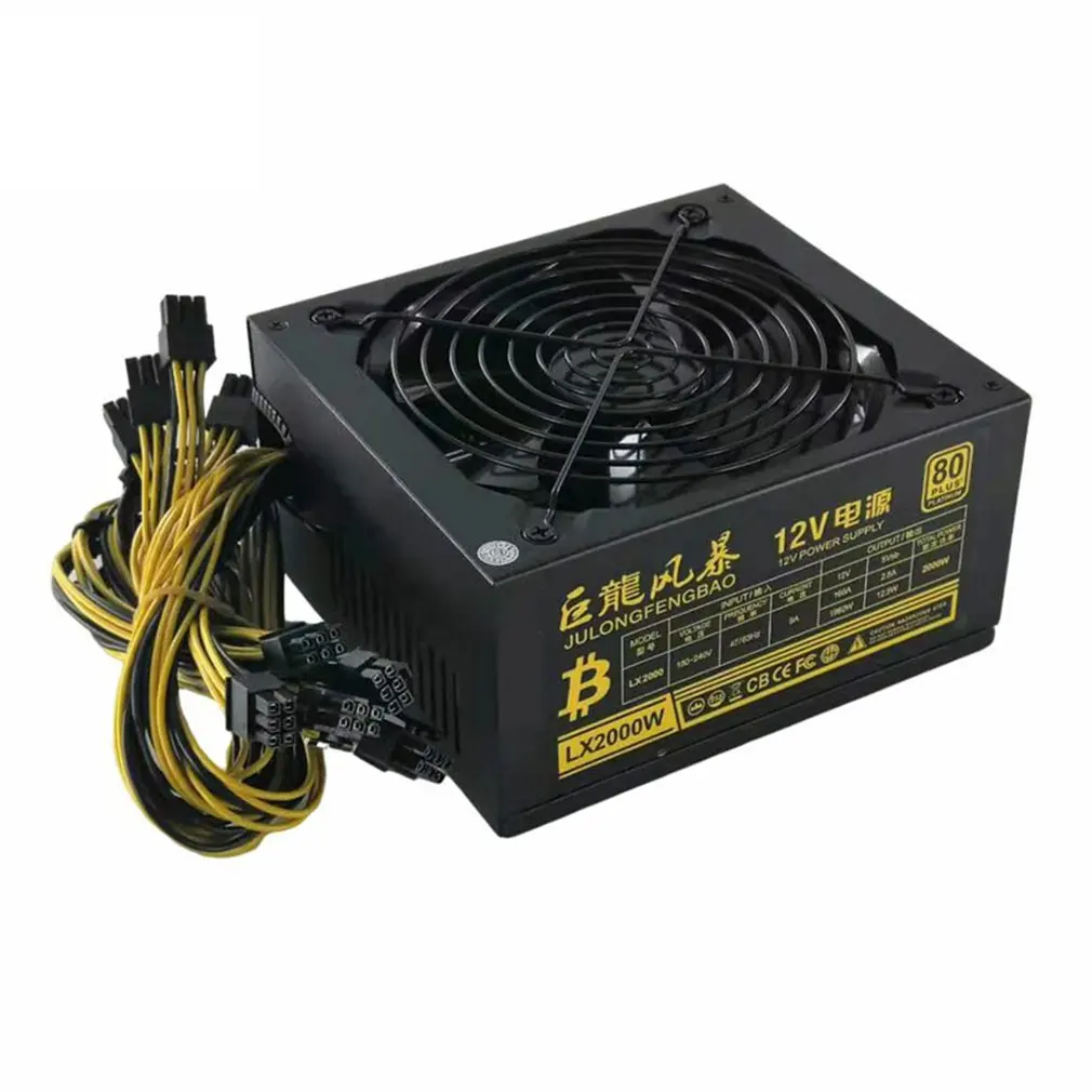 

New 2000W 4U Mining Power Supply Miner Graphics Card For Mining 180~240V ATX PSU 10+6pin Power Supply For Mining Host Plate